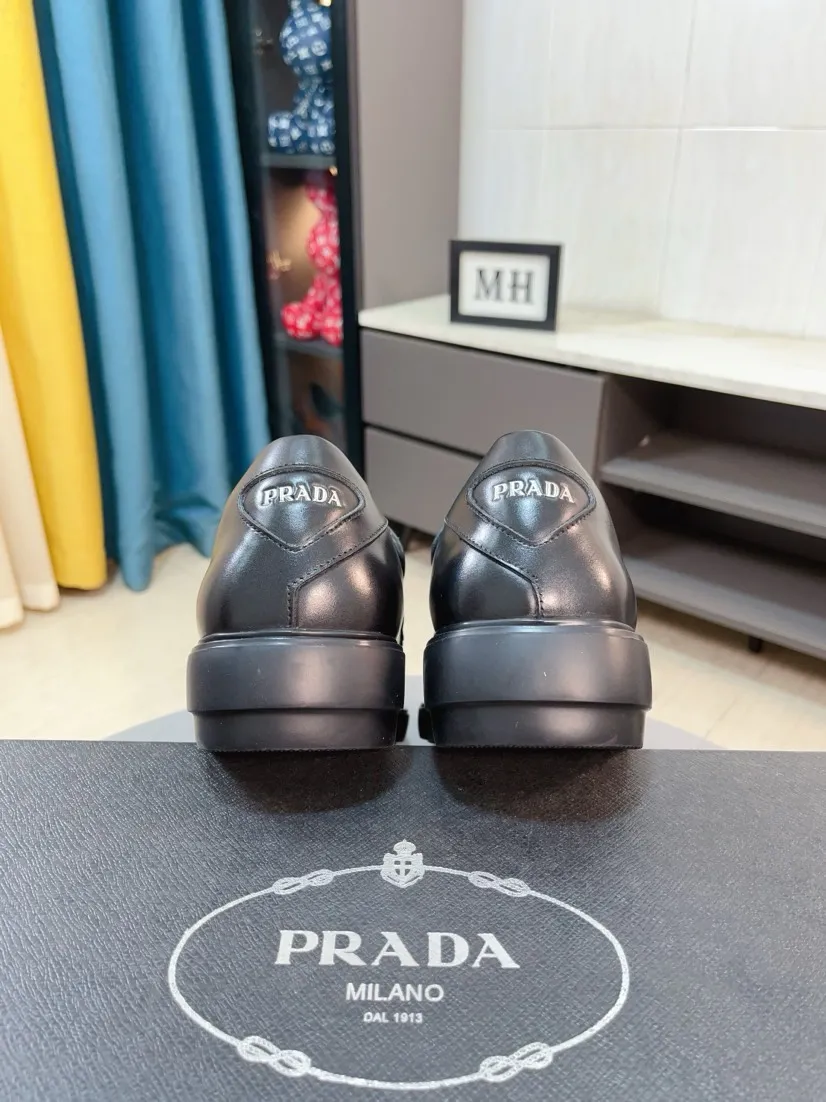 Men's shoes 💰540🌹🌹【PRADA Leather Shoes】Top purchasing agency Original imported Italian custom-made open-edge beaded cowhide leather surface, fully imported water-dyed breathable cowhide lining, original factory special molded sole super comfortable, size: 38-44
